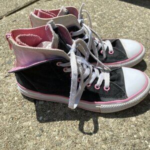 Converse Chuck Taylor Fold Down Pink High Top Shoes Girls Sz 3 Back Zipper